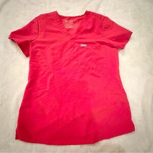 FIGS Catarina Scrub Top Pop Red